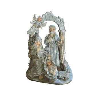 Lincolnshire Nativity Scene Vintage 11"  Silver Open‎ box